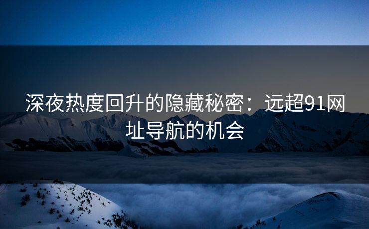 深夜热度回升的隐藏秘密：远超91网址导航的机会