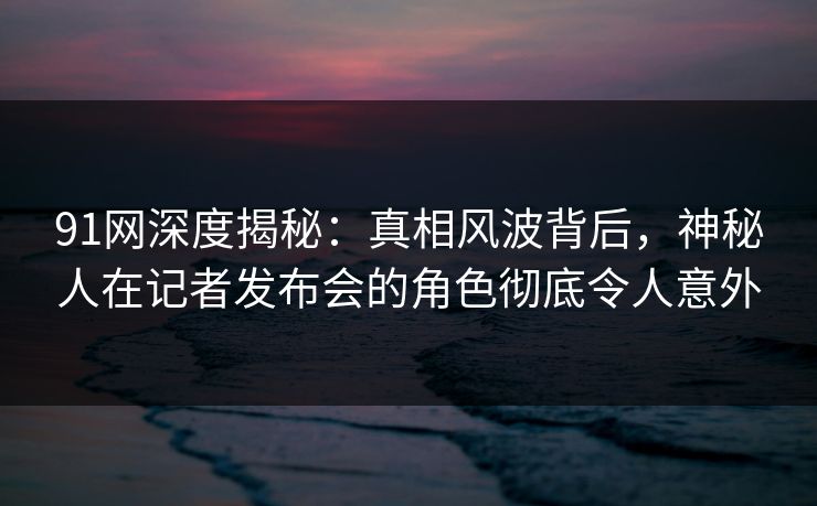 91网深度揭秘：真相风波背后，神秘人在记者发布会的角色彻底令人意外