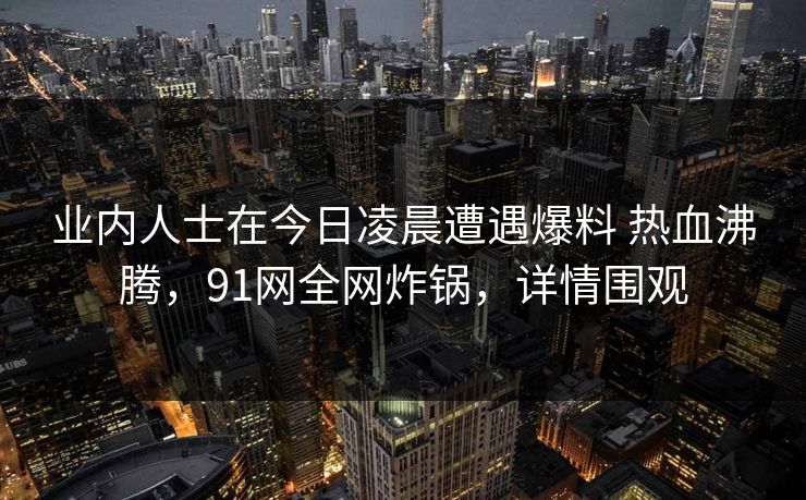 业内人士在今日凌晨遭遇爆料 热血沸腾，91网全网炸锅，详情围观
