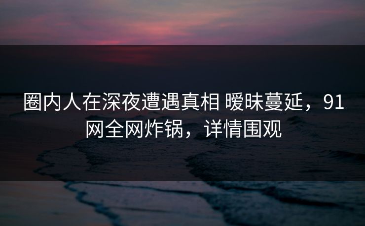 圈内人在深夜遭遇真相 暧昧蔓延，91网全网炸锅，详情围观