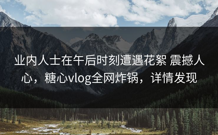 业内人士在午后时刻遭遇花絮 震撼人心，糖心vlog全网炸锅，详情发现