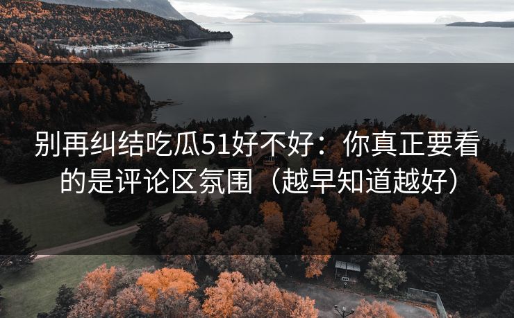 别再纠结吃瓜51好不好：你真正要看的是评论区氛围（越早知道越好）